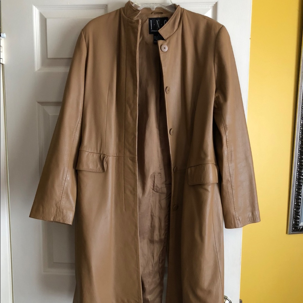 INC Nude Leather Coat